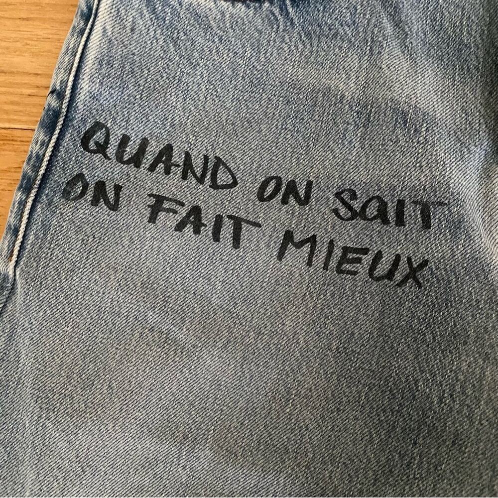 Frame - Graffiti Print Straight leg Jeans In Blue - Picture 3 of 6
